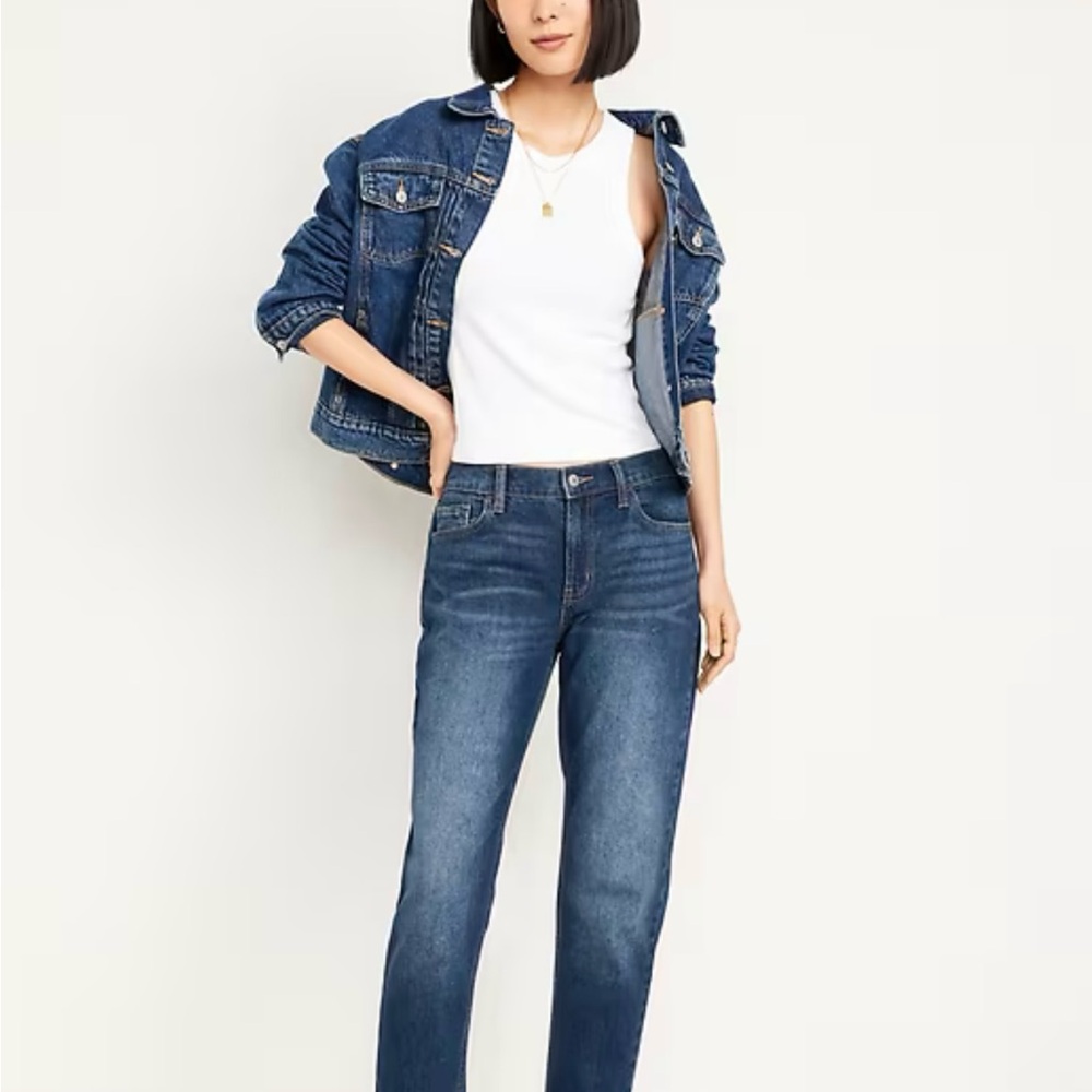Old Navy Dark Blue Straight boyfriend straight/droit Leg Jeans